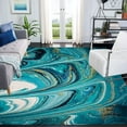 thumbnail image 1 of 4 x 5ft Turquoise Gold Ocean Waves Area Rug, Aesthetic Modern Abstract Indoor Rugs Simple Printing Texture Non-Slip Carpet For Living Room Home Decoration, 1 of 6