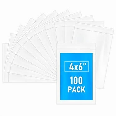 4" x 6" (100 pcs) 4 Mil Clear Reclosable Bags, Heavy Duty Small Plastic Clear Reclosable Poly Durable Zipper Bags
