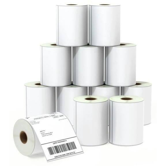 4" x 6" (102 mm x 152 mm) Shipping Labels Compatible with Zebra & Rollo Label Printer(not for dymo 4XL), Premium Adhesive & Perforated [12 Rolls, 3000 Labels]