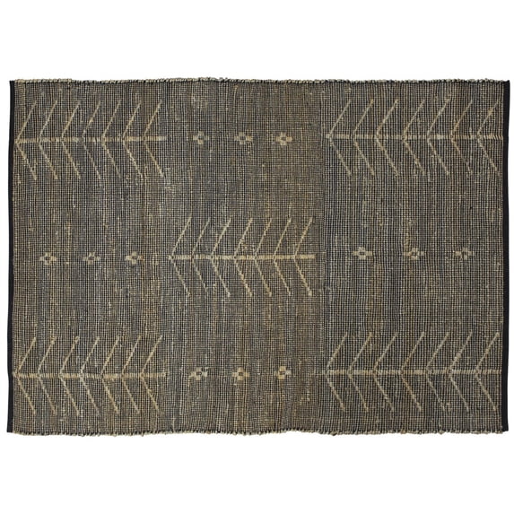 4’ x 6’ Black Distressed Tribal Area Rug