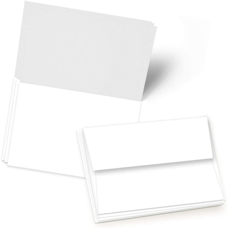 Blank White Cards and Envelopes 100 Pack, Ohuhu 4 x 6 Heavyweight Folded  Cardstock and A6 Envelopes for DIY Greeting Cards, Wedding, Birthday