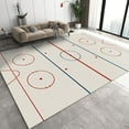 thumbnail image 1 of 4' x 6' Blue Red Ice Hockey Rink Rug for Living Room Bedroom, Simple Sports Enthusiast Home Indoor Area Rug, Non Slip Noise Reduction Carpet for Front Entrance Floor Decor, 1 of 6