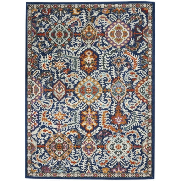 4’ x 6’ Blue and Gold Intricate Area Rug