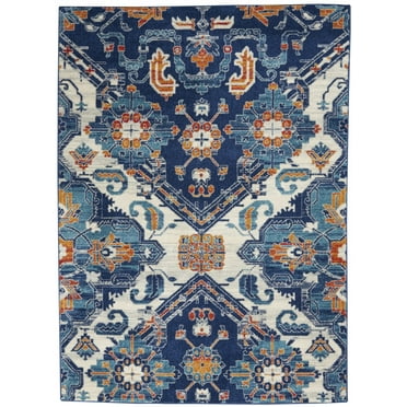 4â€™ x 6â€™ Blue and Ivory Persian Patterns Area Rug