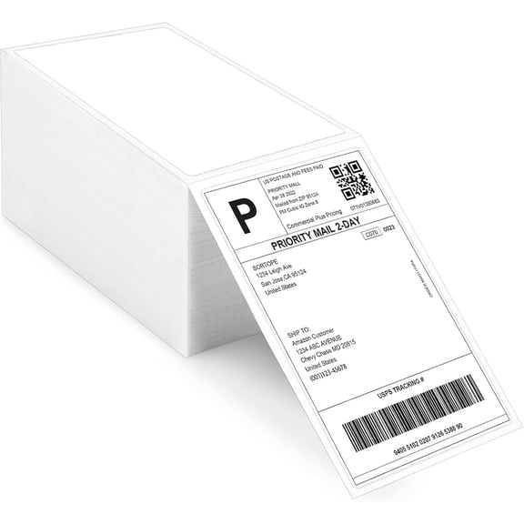 4 x 6 Direct Thermal Labels - 500 Fan-Fold Perforated Labels Per Stack, Premium Adhesive & Perforated, Compatible with , SP410, , ASprink