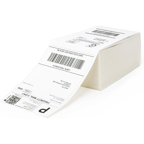 4 x 6 Direct Thermal Labels, Perforated and BPA Free, Compatible with Zebra & Printers, Commercial Grade White Shipping Labels (500 pcs)