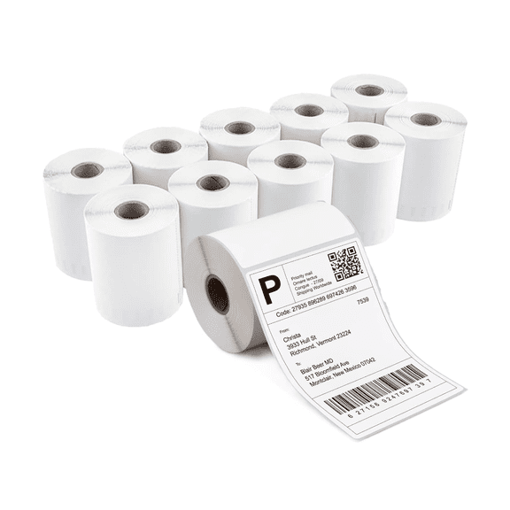 4 x 6 Direct Thermal Shipping Labels, 5000 Labels (500 per Roll, 10 Rolls), Water & Oil Resistant, Strong Adhesive Perforated Compatible with Zebra, Rollo, Jadens, Nelko (Not for DYMO)
