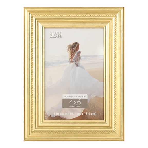 4" x 6" Expressions Gold Picture Frame by Studio DÃ©cor - Fold-out Easel Included - Horizontal or Vertical Display - 1 Pack