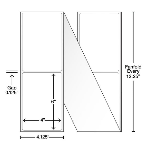 4" x 6" Fanfold Labels, Direct Thermal, White Matte - Online Labels (1 Stack)