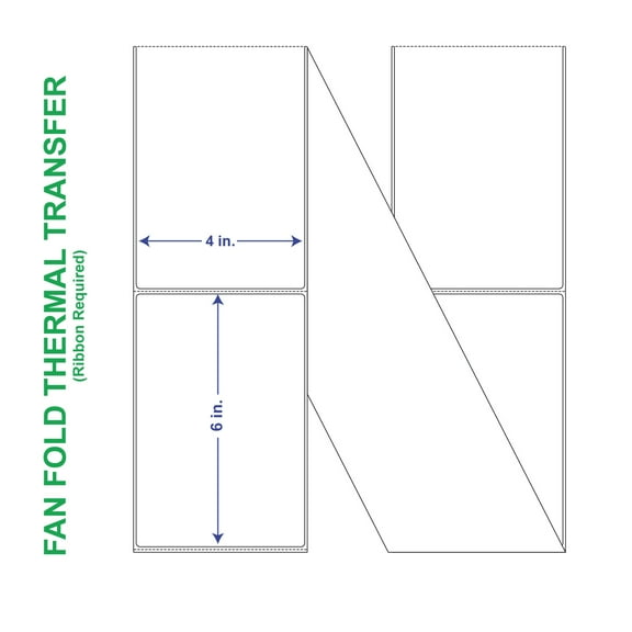 4" x 6" General Use Fan Fold Labels, w/ Perf Thermal Transfer Labels, Perforated, 2000 per Stack (2 Stacks per Carton)