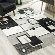 4  x 6  Gray Asymmetric Blocks Area Rug