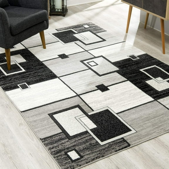 4â€™ x 6â€™ Gray Asymmetric Blocks Area Rug