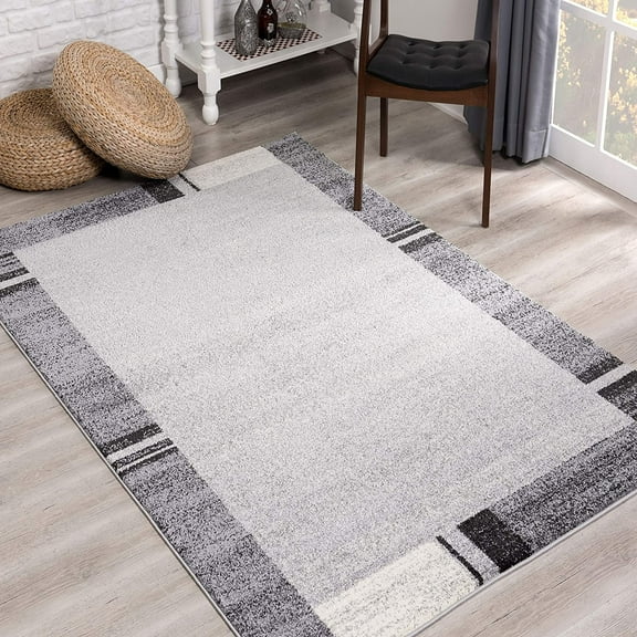 4â€™ x 6â€™ Gray Modern Bordered Area Rug