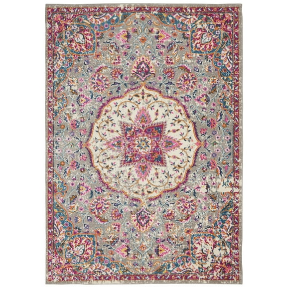 4â€™ x 6â€™ Gray and Pink Medallion Area Rug