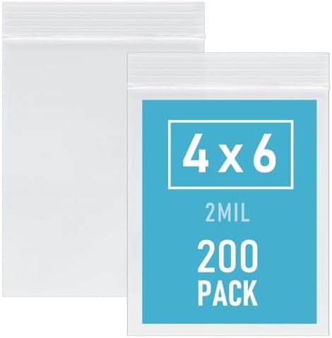 4 x 6 Inch 200Pcs Small Plastic Bags, 2 Mil Small Zip Bag, Transparent ...