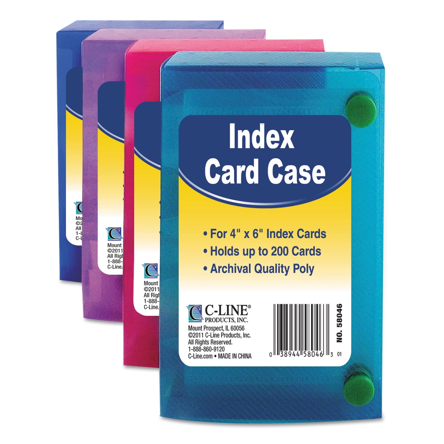 Index Card Case, 4x6 Inch Index Card Holder, Fits Up to 200 Cards Per Case  - with 5 Dividers and Adhesive Label Tabs - Store Recipe Cards, School