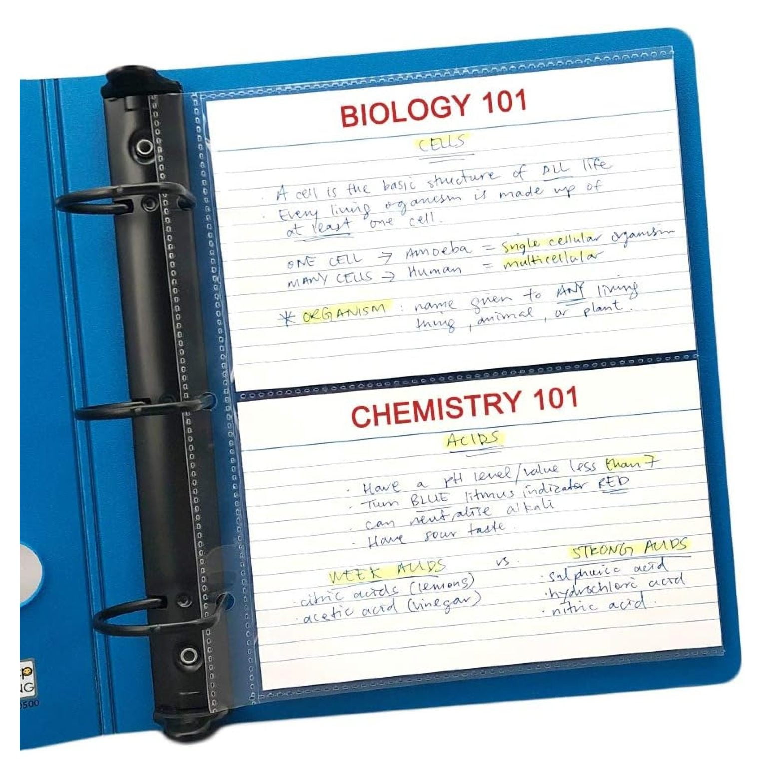 4 x 6 Index Card Sleeves, Flash Cards, for Mini 3Ring Binders, Hold 2 Cards, ZQRPCA, 50/pack