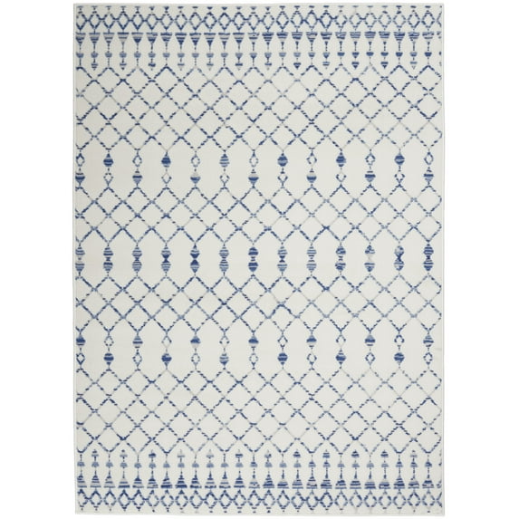4’ x 6’ Ivory and Blue Berber Pattern Area Rug