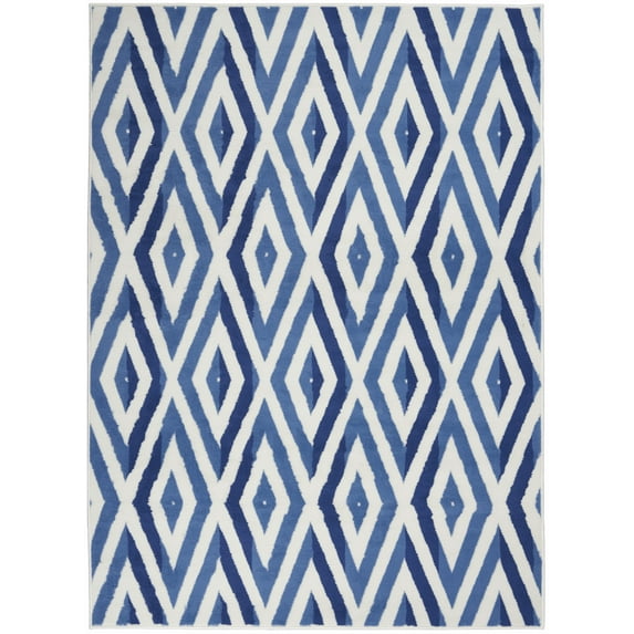 4’ x 6’ Ivory and Blue Diamond Area Rug
