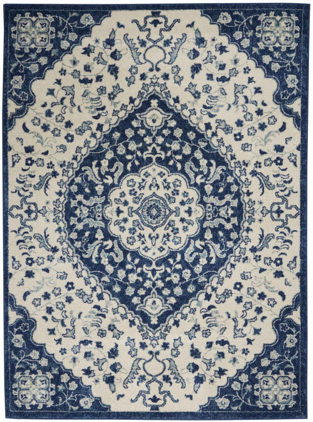 4â€™ x 6â€™ Ivory and Blue Medallion Area Rug - Walmart.com