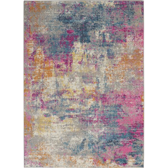 4’ x 6’ Ivory and Multi Abstract Area Rug