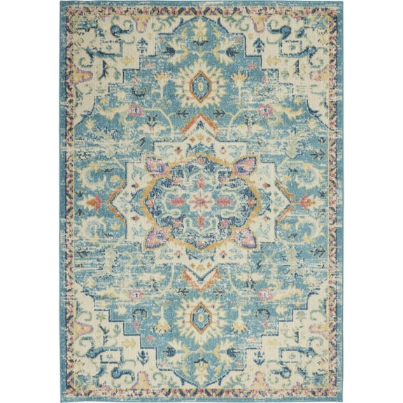 4â€™ x 6â€™ Light Blue and Ivory Distressed Area Rug