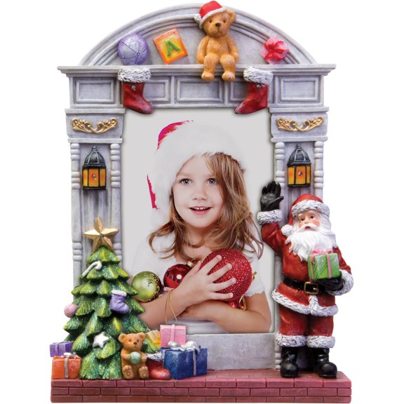 4" x 6" Light Up Christmas Picture Frame w/Santa Claus and Christmas Tree