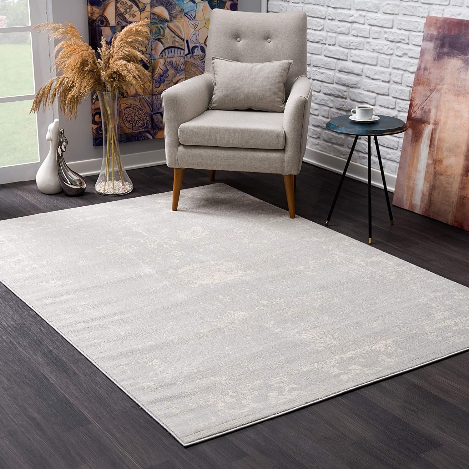 4â€™ x 6â€™ Modern Gray Distressed Area Rug - Walmart.com