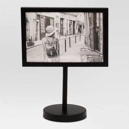 4" x 6" Modern Standing Single Picture Frame Black Metal, Tabletop Display, Glass Glazing