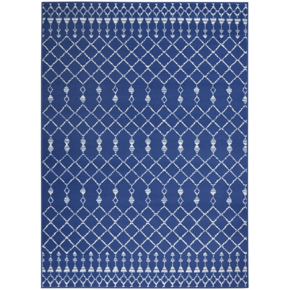 4’ x 6’ Navy Blue and Ivory Berber Pattern Area Rug