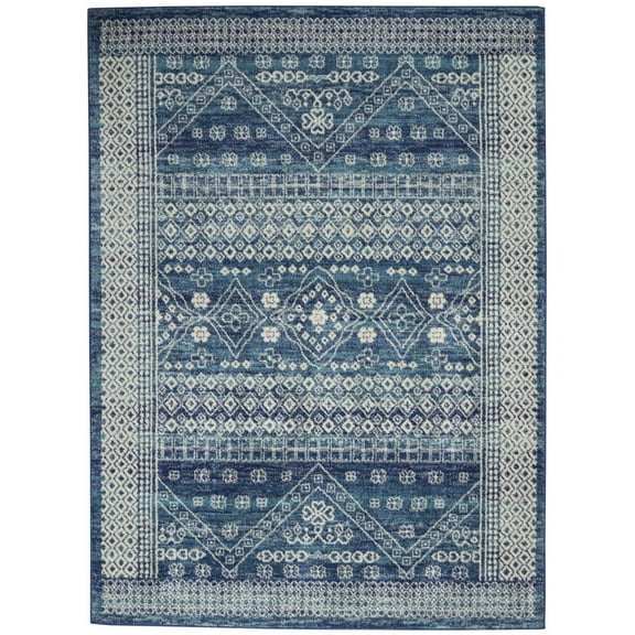 4â€™ x 6â€™ Navy Blue and Ivory Persian Motifs Area Rug