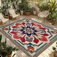 thumbnail image 1 of 4' x 6' Outdoor Rug, Abstract Flower, Outdoor Washable Rug Large Floor Carpet, Geometric Boho Traditional Oriental Tribal Non Shedding Area Rug for Outside Patio RV Porch Deck Balcony Camping, 1 of 9