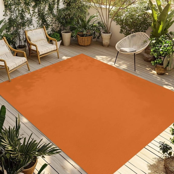 4' x 6' Outdoor Rug, Burnt Orange Outdoor Washable Rug Large Floor Carpet, Farmhouse Solid Orange Color Modern Art Non Shedding Area Rug for Outside, Patio, RV, Porch, Deck, Balcony, Camping