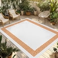 thumbnail image 1 of 4' x 6' Outdoor Rug, Orange Geometric Outdoor Washable Rug Large Floor Carpet, Modern Key Greek Design Abstract Art Non Shedding Area Rug for Outside Patio RV Porch Deck Balcony Camping Living Room, 1 of 9