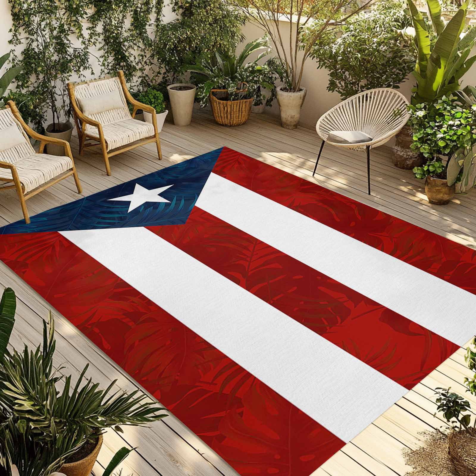 Puerto Rican Rug Designs 4' x 6' Outdoor Rug, Puerto Rico Flag Outdoor Washable Rug Large Floor ...