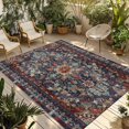 thumbnail image 1 of 4' x 6' Outdoor Rug, Retro Boho Outdoor Washable Rug Large Floor Carpet, Rustic Flowers Modern Geometric Abstract Art Non Shedding Area Rug for Outside Patio RV Porch Deck Balcony Camping Living Room, 1 of 9