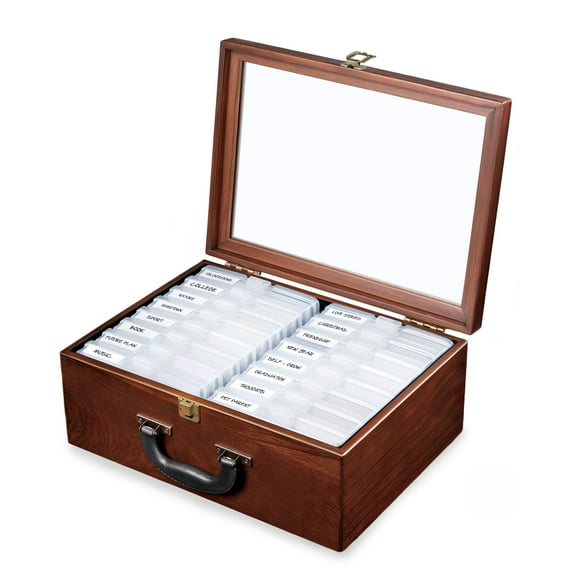 4" x 6" Photo Storage Box,16 Inner Extra Large Organizer Acid-Free Photo Keeper Storage Case,Wooden Keepsake Box for Crafts and Photo Storage