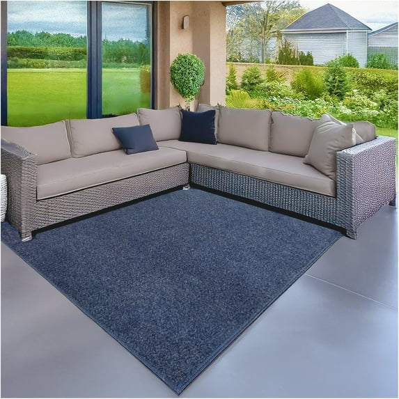 Koeckritz Rugs 4' x 6' Premium Ribbed Indoor/Outdoor Area Rug Quick Dry, Lightweight, Ocean Blue