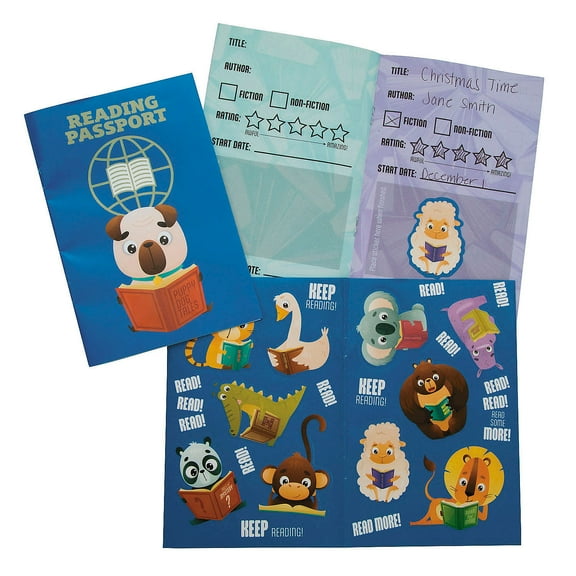 4" x 6" Reading Passport Multicolor Paper Sticker Books 12 Pieces