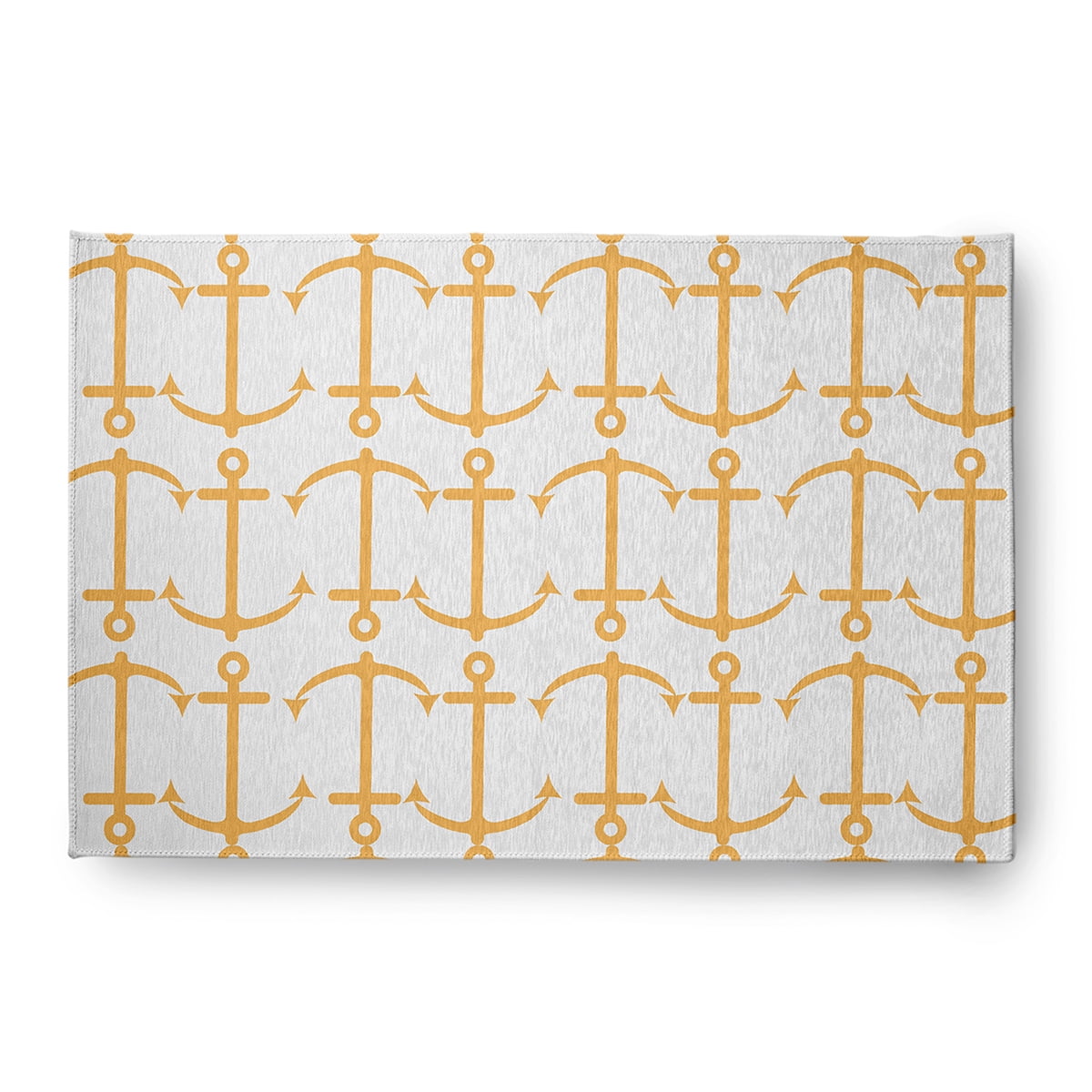 4' x 6' Simply Daisy Anchor Pattern Beach Style Chenille Area Rug, Egg Yolk Yellow