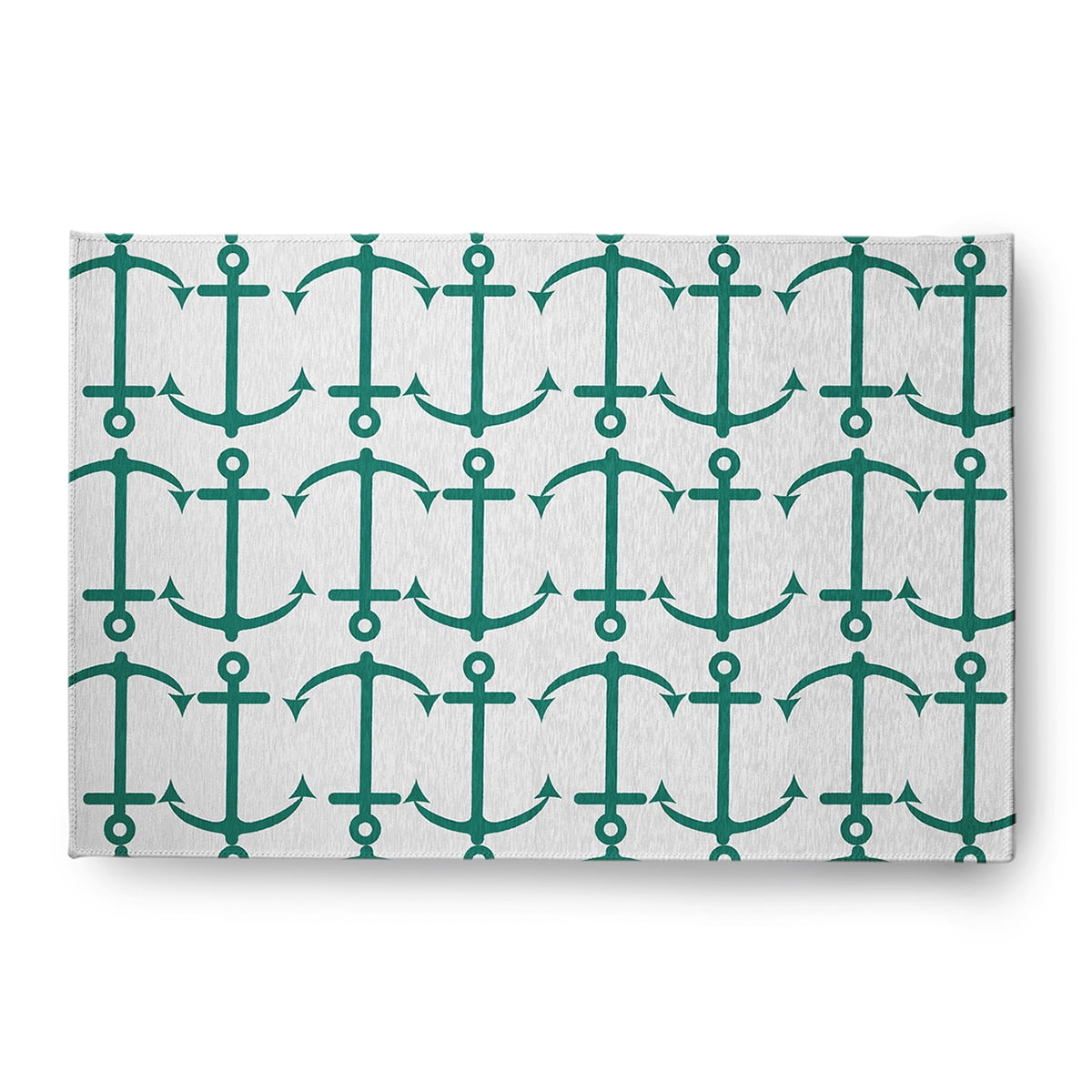 4' x 6' Simply Daisy Anchor Pattern Beach Style Chenille Area Rug, Kelly Green