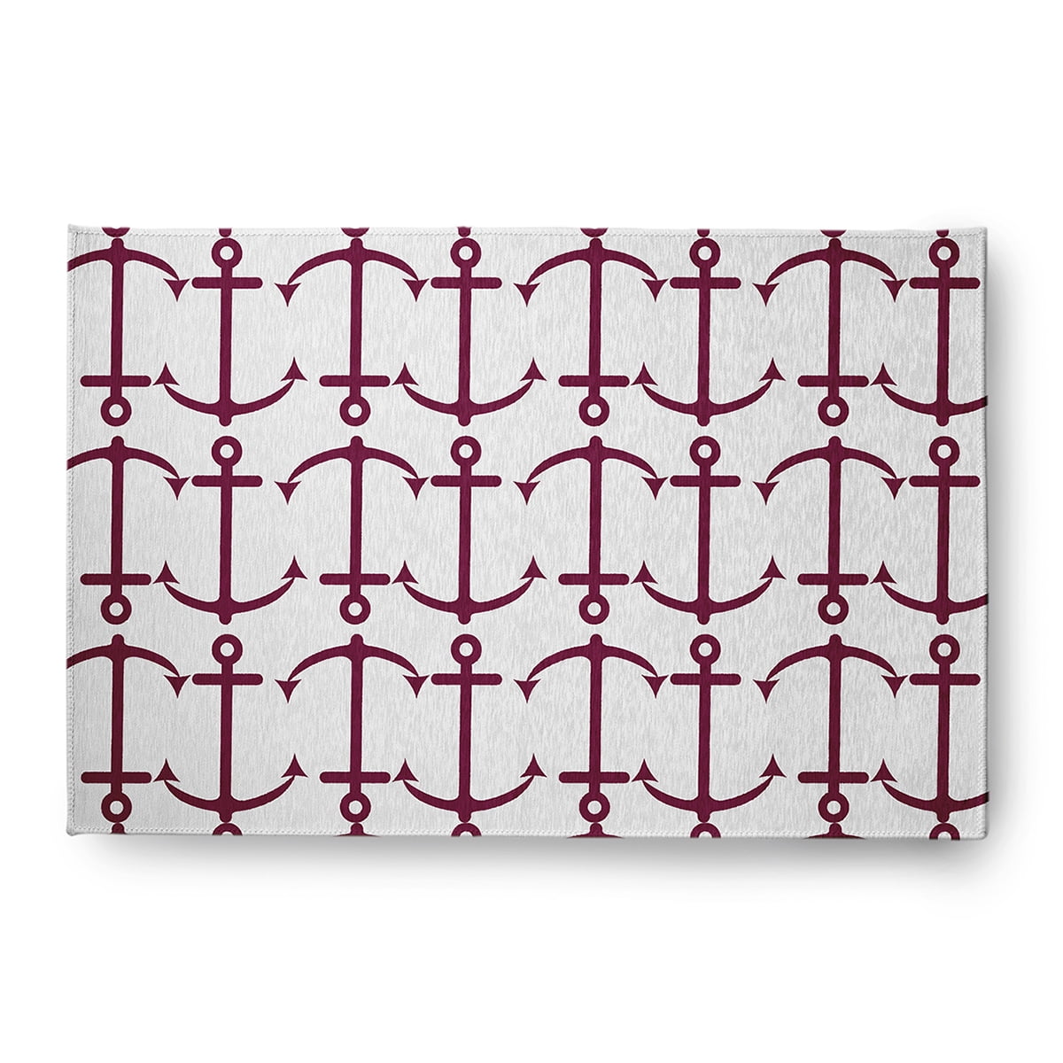 4' x 6' Simply Daisy Anchor Pattern Beach Style Chenille Area Rug, Maroon Red