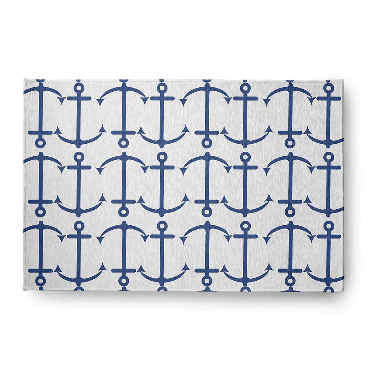 4' x 6' Simply Daisy Anchor Pattern Beach Style Chenille Area Rug, Nautical Navy
