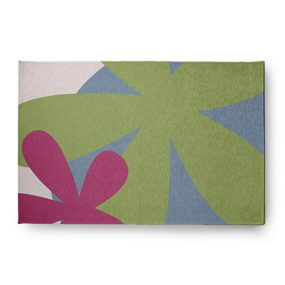 4' x 6' Simply Daisy Bold Flowers Modern & Contemporary Chenille Area Rug, Apple Green