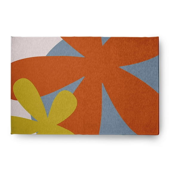 4' x 6' Simply Daisy Bold Flowers Modern & Contemporary Chenille Area Rug, Perfect Orange