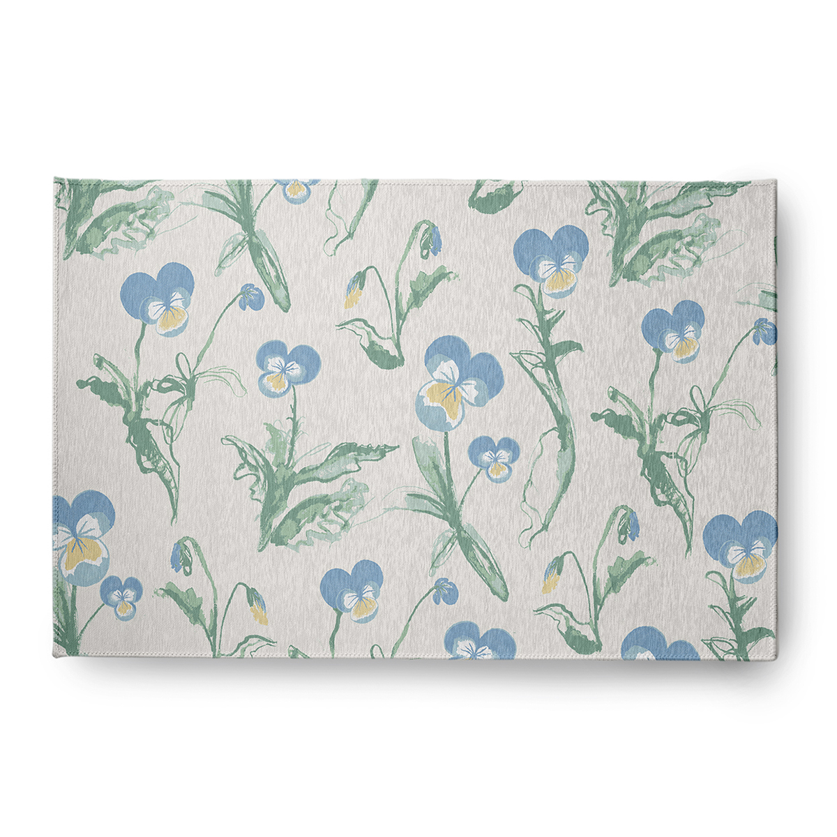 4' x 6' Simply Daisy Bunch of Pansies Casual Chenille Area Rug, Blue