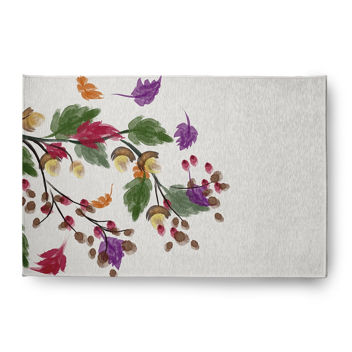 4' x 6' Simply Daisy Colorful Leaves Cabin & Lodge Chenille Area Rug, Purple