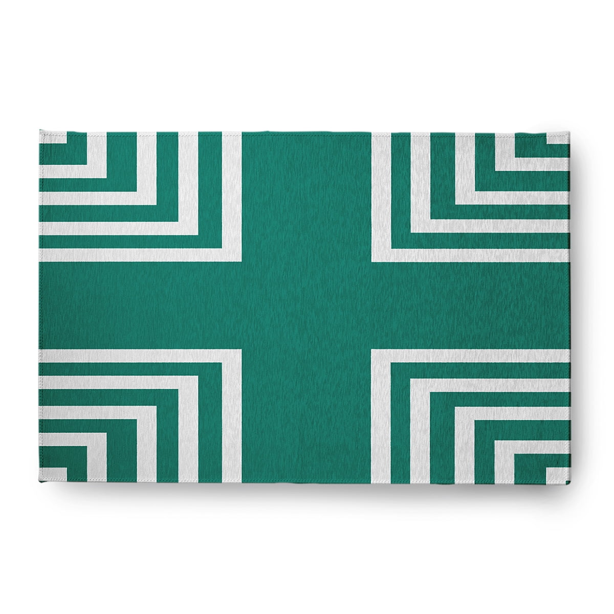 4' x 6' Simply Daisy Corner Stripes Modern & Contemporary Chenille Area Rug, Kelly Green