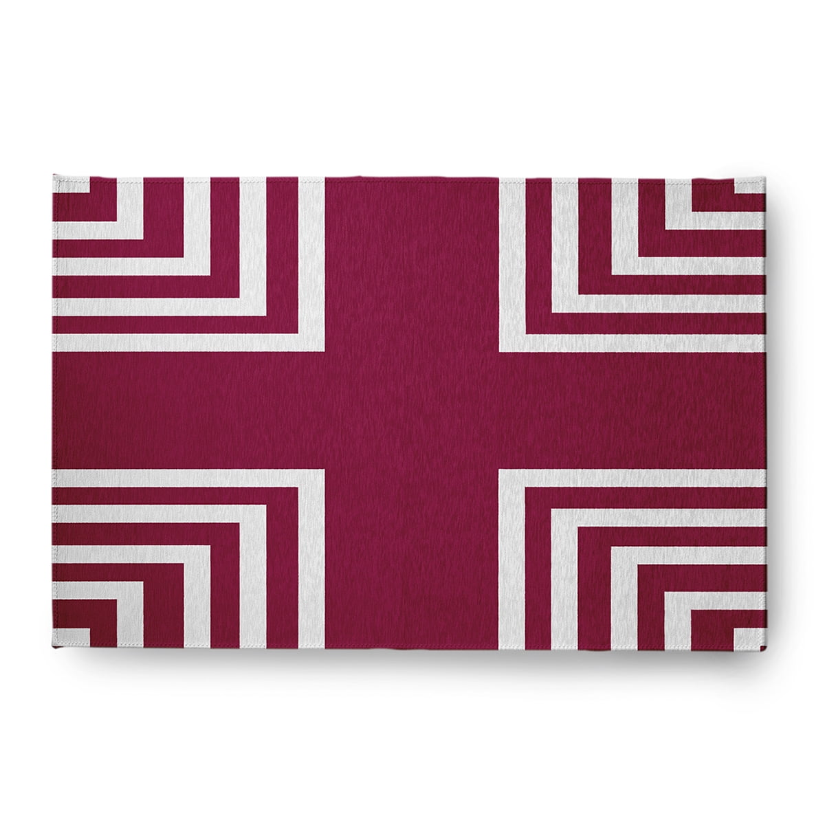 4' x 6' Simply Daisy Corner Stripes Modern & Contemporary Chenille Area Rug, Maroon Red