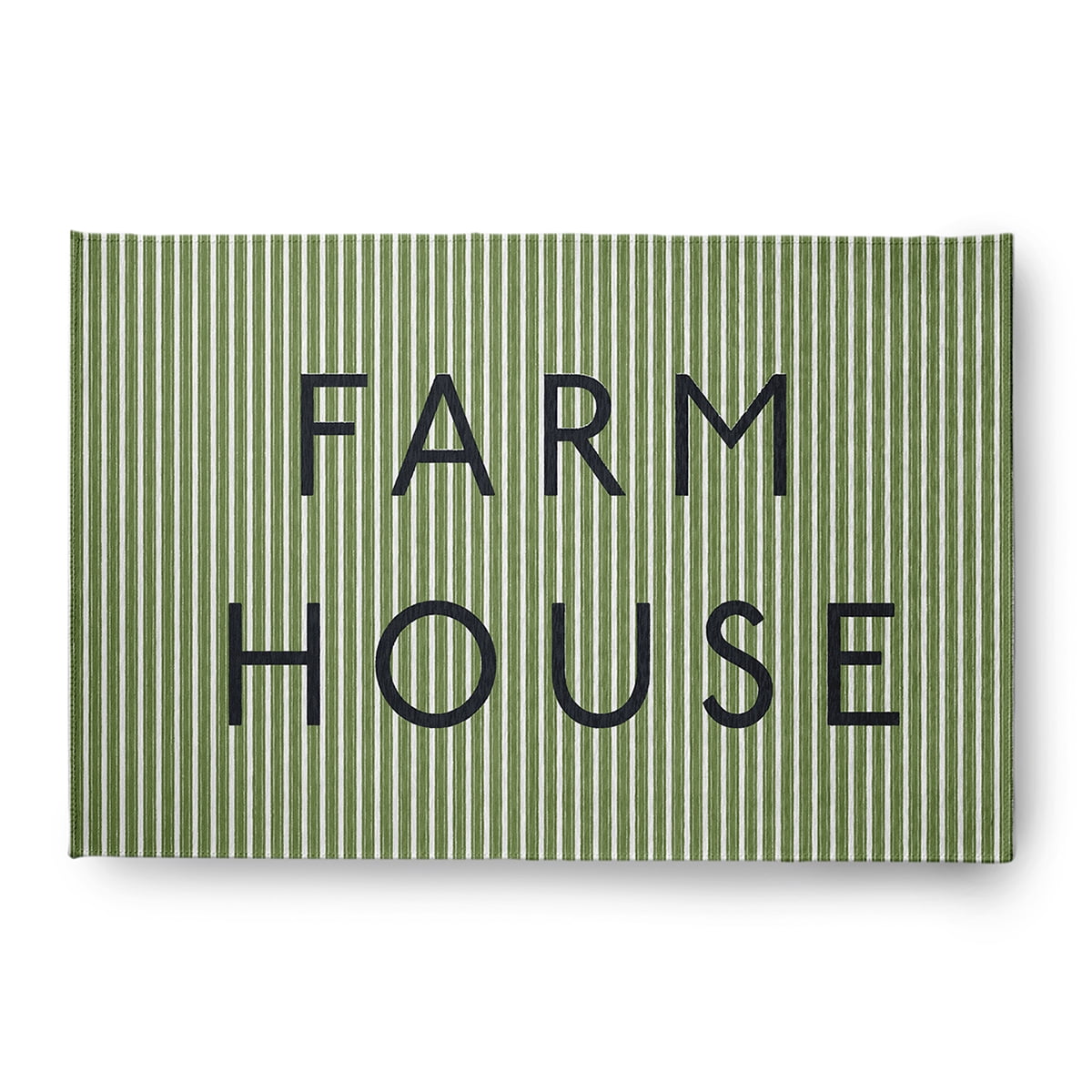 4' x 6' Simply Daisy Farmhouse Ticking Farmhouse Chenille Area Rug, Light Olive Green